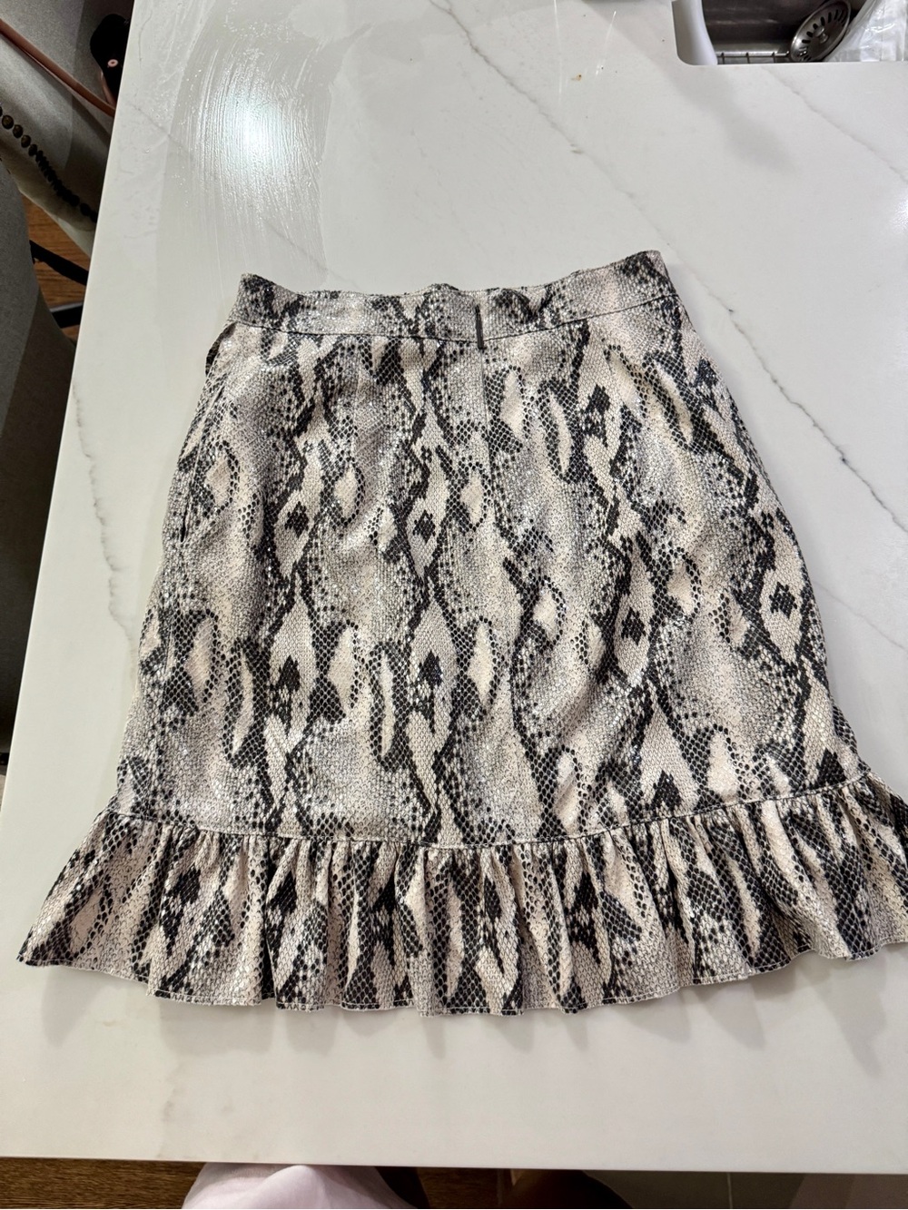 MSGM Snake-Print Mini Skirt with Ruffle Hem - Picture 2 of 4